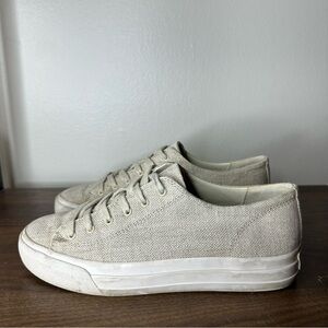 Vince Heaton Tan Canvas Platform Sneakers Sz 7.5